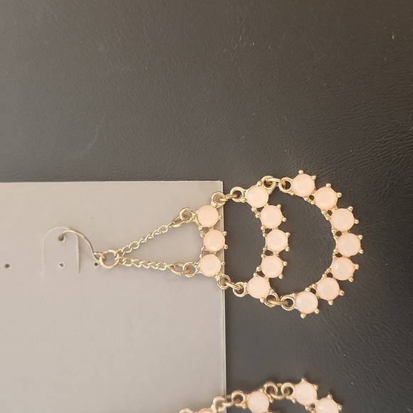 Cookie Lee Pink Crystals Goldtone Chandelier Drop Earrings - Picture 2 of 7